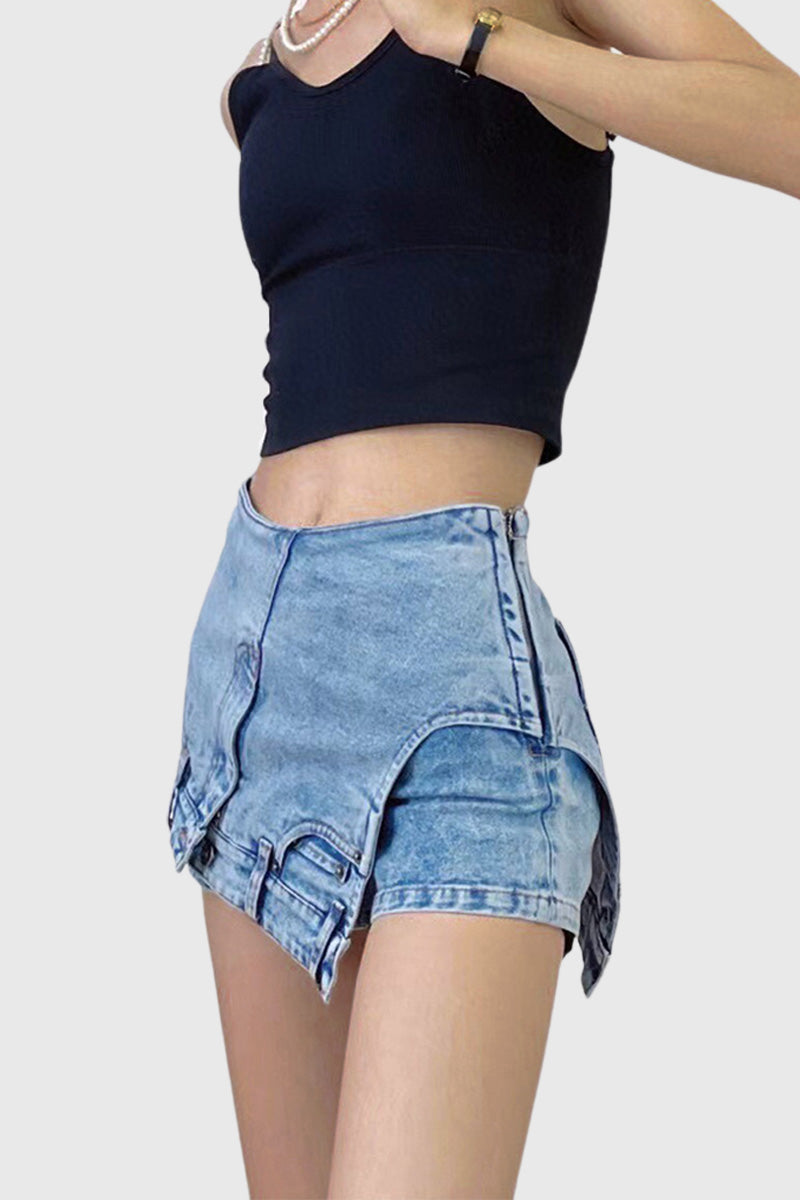 NEIRY UPSIDE DOWN DENIM MINI SKIRT