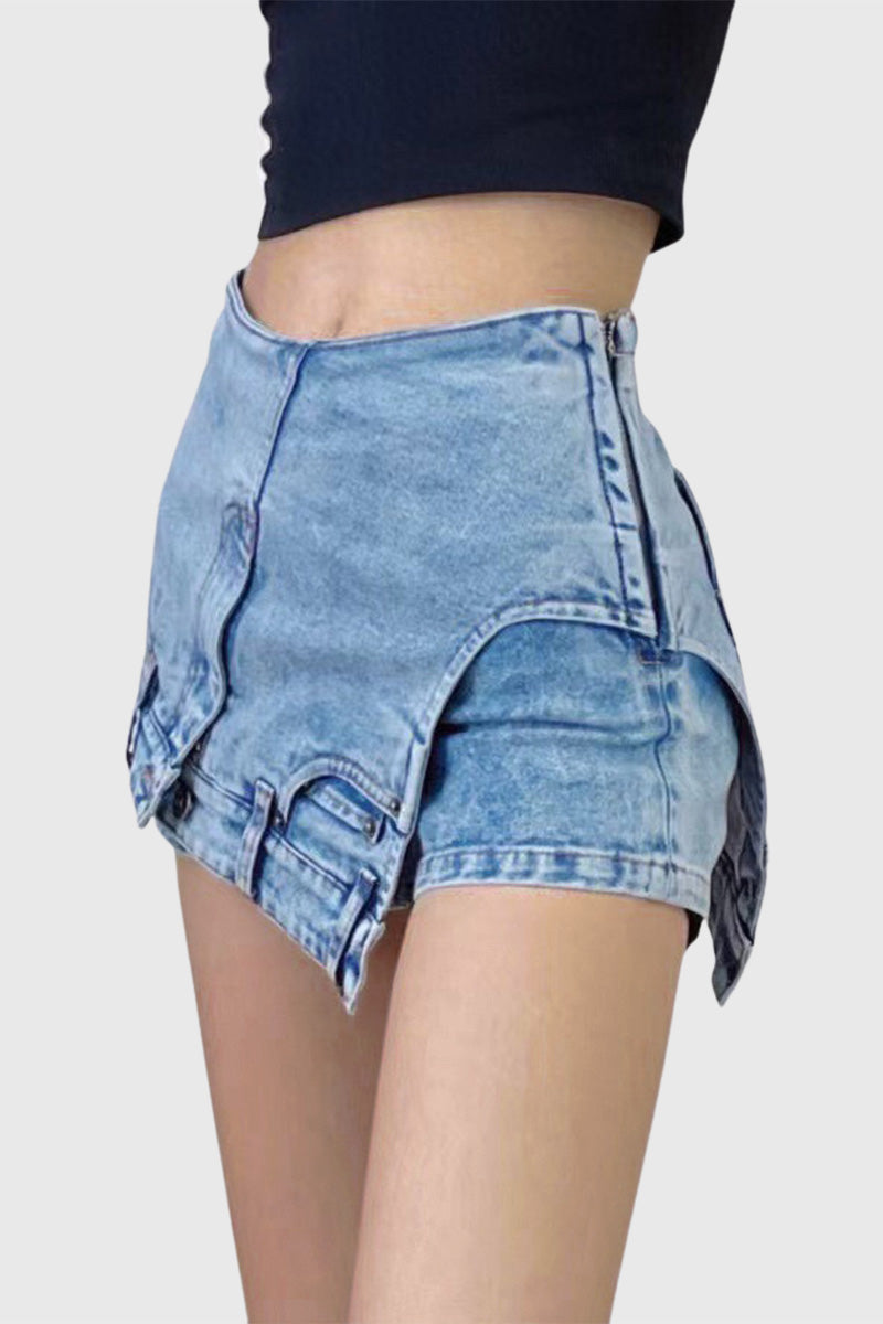 NEIRY UPSIDE DOWN DENIM MINI SKIRT