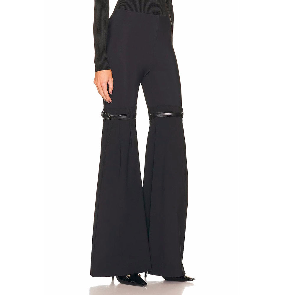 RIO KNEES Waist FLARED Black PANTS