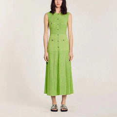 Elegant Sleeveless Knit Long Dress - Summer 2024