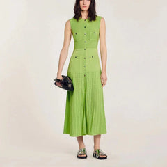Elegant Sleeveless Knit Long Dress - Summer 2024