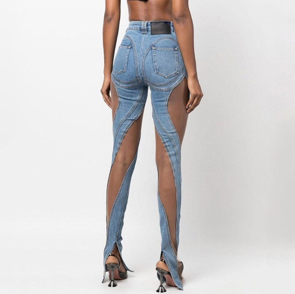 MIDORY Mesh HOCHTAILLIERTE PATCHWORK-JEANS