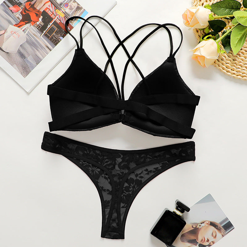 Bralette-Set mit Spitzenschnalle vorne