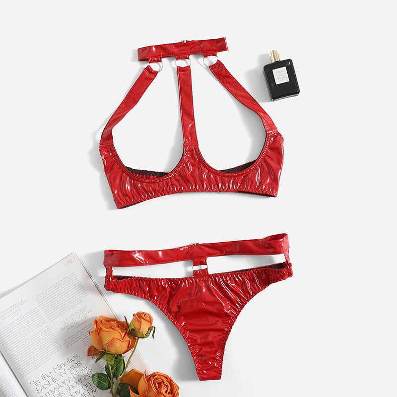 Conjunto de bralette de cuero