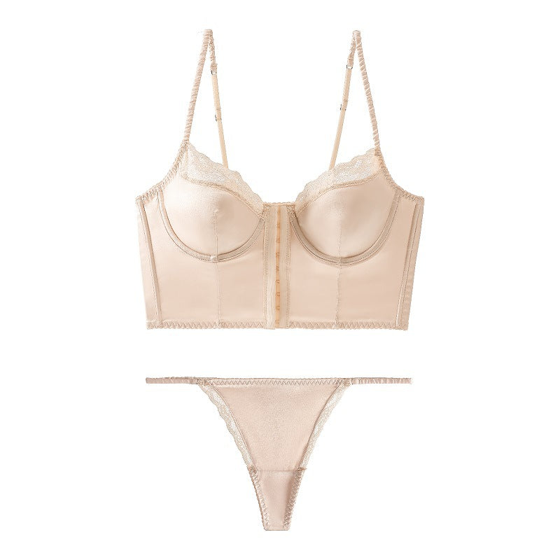 Arrival – Korsett-Bralette-Set aus Satin mit Knopfleiste vorne