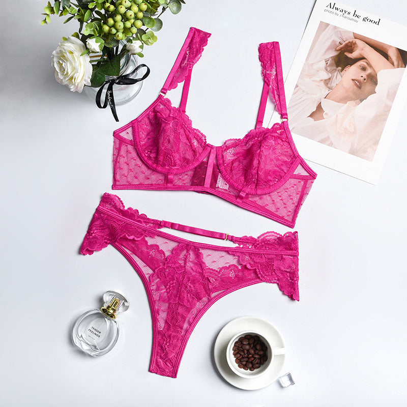 Allover Lace Perspective Lingerie Set