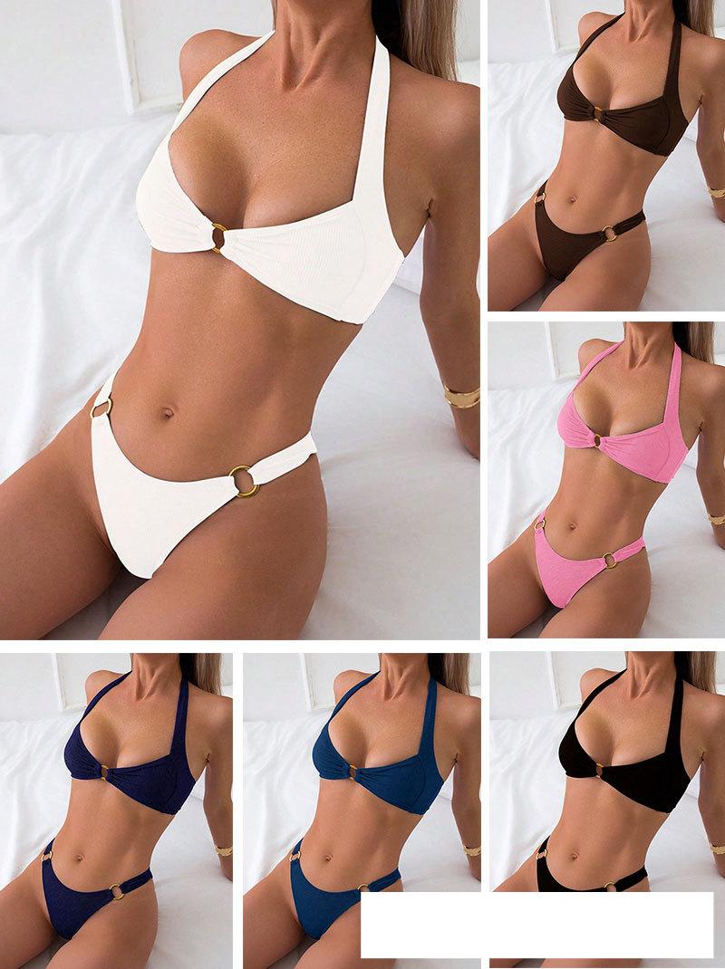 Gathered Two Piece Swimsuit With Open Back