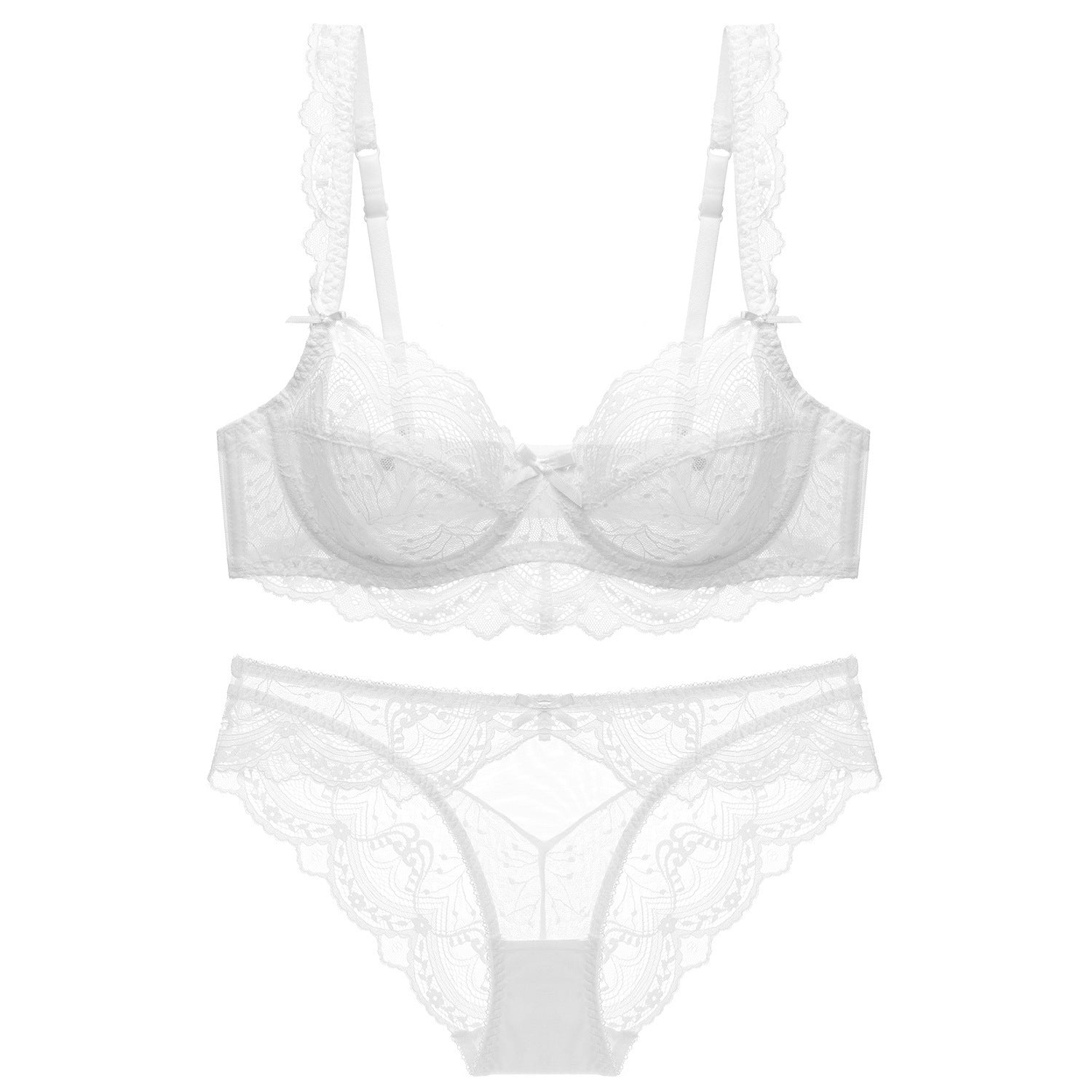 Hohles, ultradünnes Bralette-Set aus Spitze