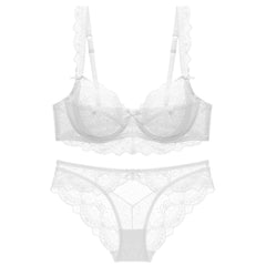 Hohles, ultradünnes Bralette-Set aus Spitze