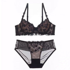 Dessous-Set aus Spitze mit Vintage-Blumenstickerei und Push-Up-Bralette