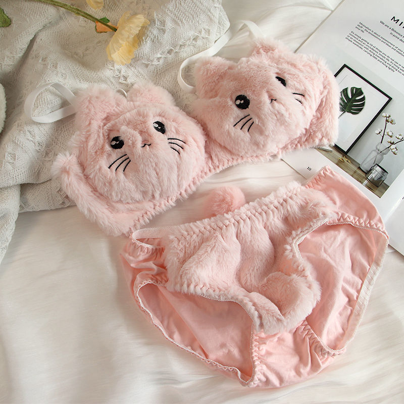 Conjunto de bralette bordado de peluche dulce