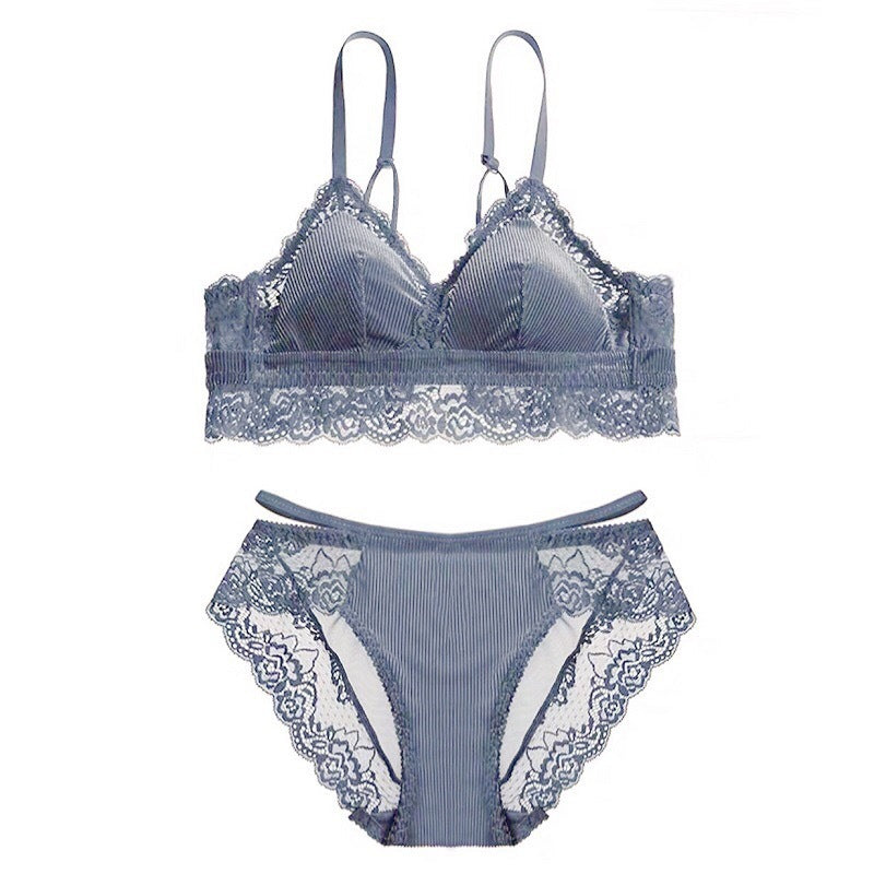 Thin Velvet Triangle Cup Bra Lingerie Set