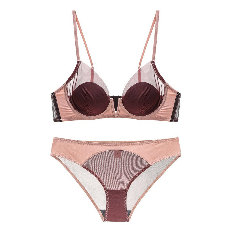 Dessous-Bralette-Set aus dünner Spitze mit tiefem V-Ausschnitt