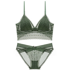 Spitzen-Triangel-Cup-BH-Dessous ohne Stahlring, dünnes Bralette-Set