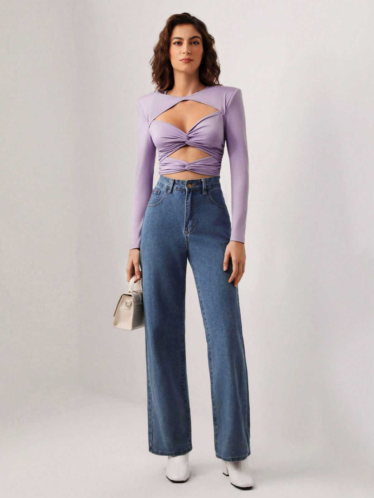 ALLA HOLLOW OUT LONG SLEEVE TOP with GLOVES