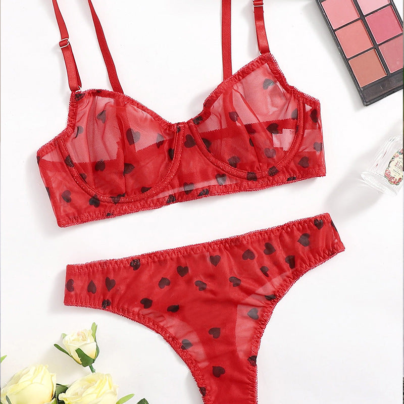 Bralette-Set aus Wetlook und Netzstoff