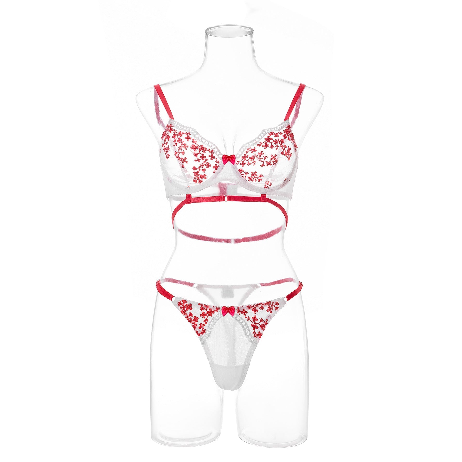 Dessous-BH-Set mit Blumenstickerei