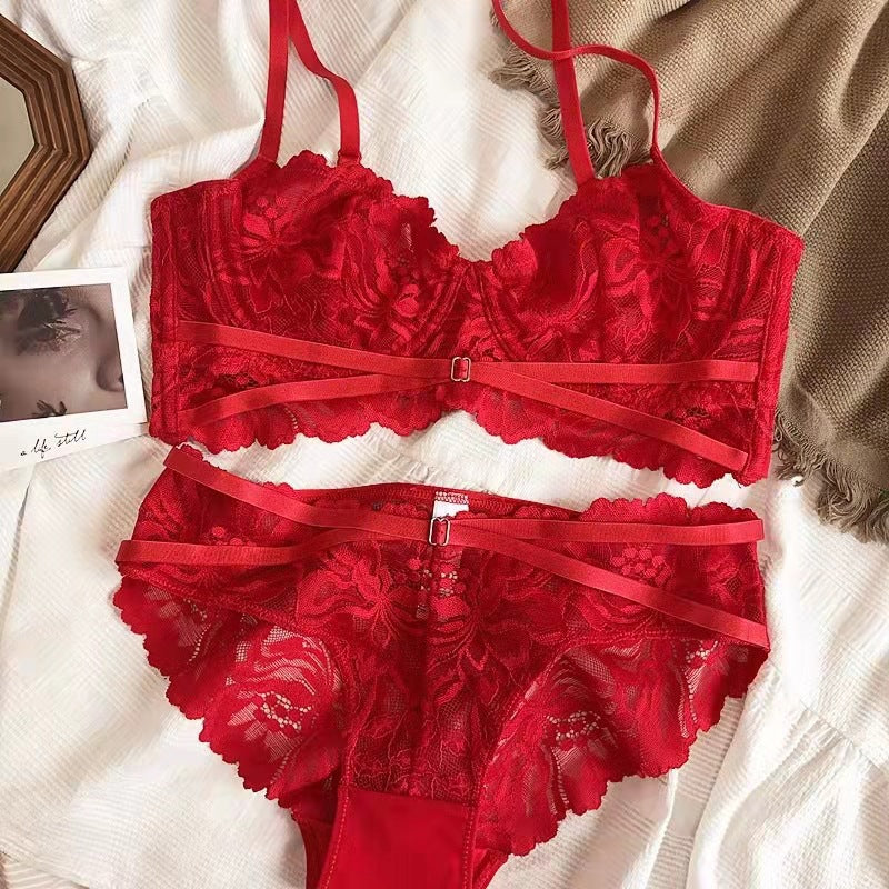 Bralette-Set mit französischem, ultradünnem Spitzenhals