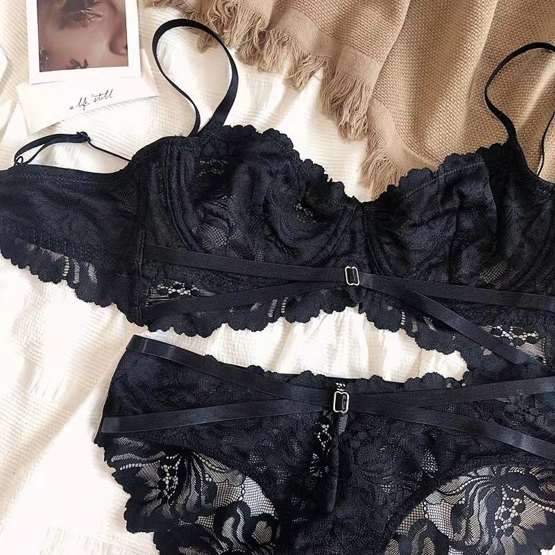 Bralette-Set mit französischem, ultradünnem Spitzenhals