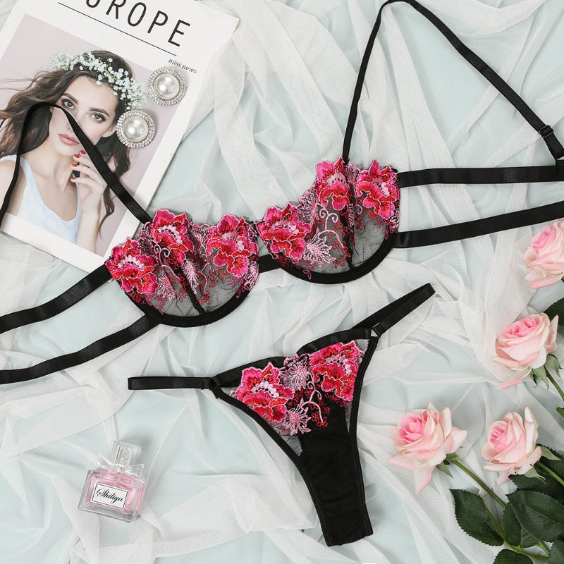 3-Punkt-Bralette-Set mit Spitzenstickerei