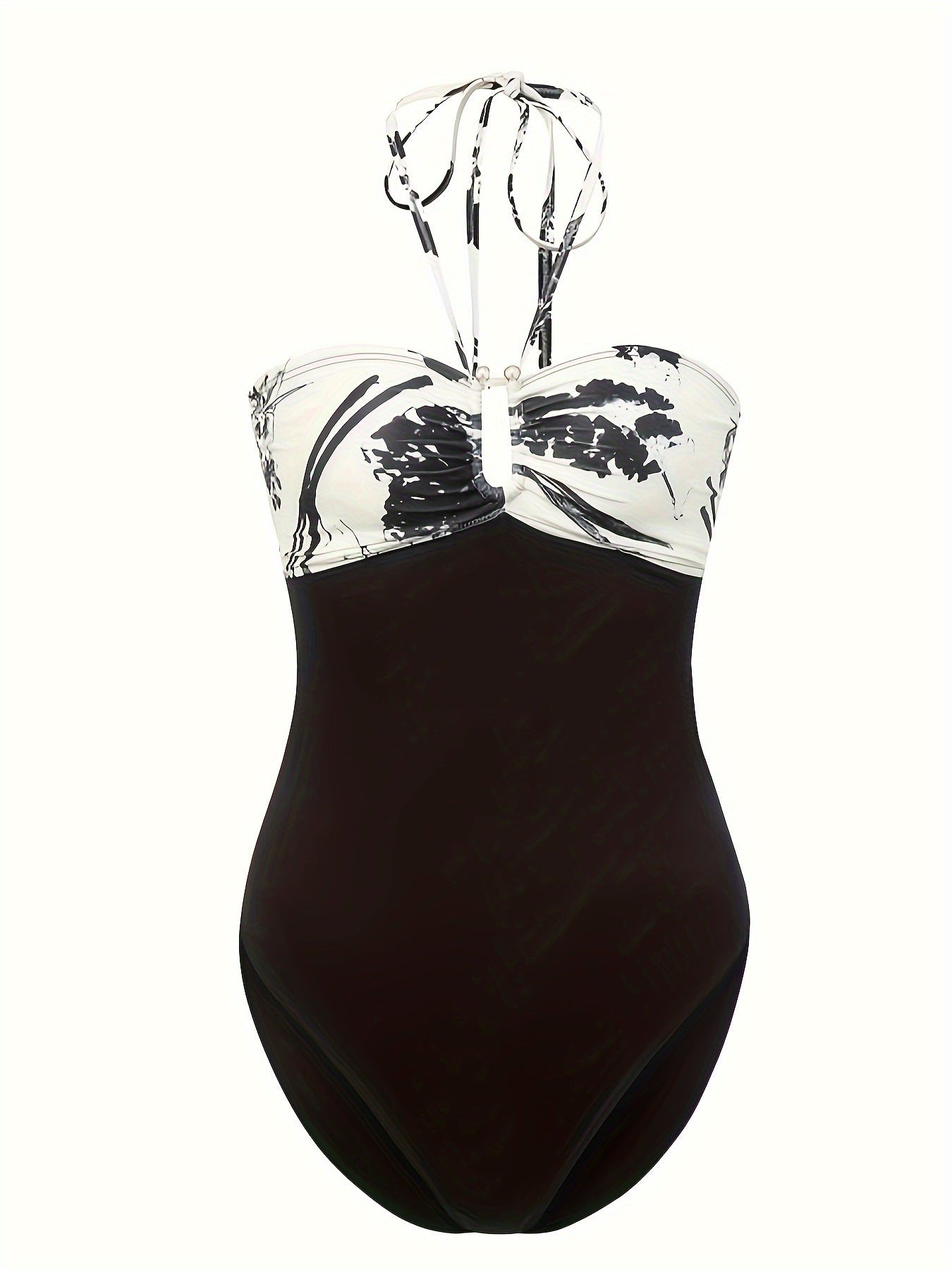 One-piece halter neck slim swimsuit