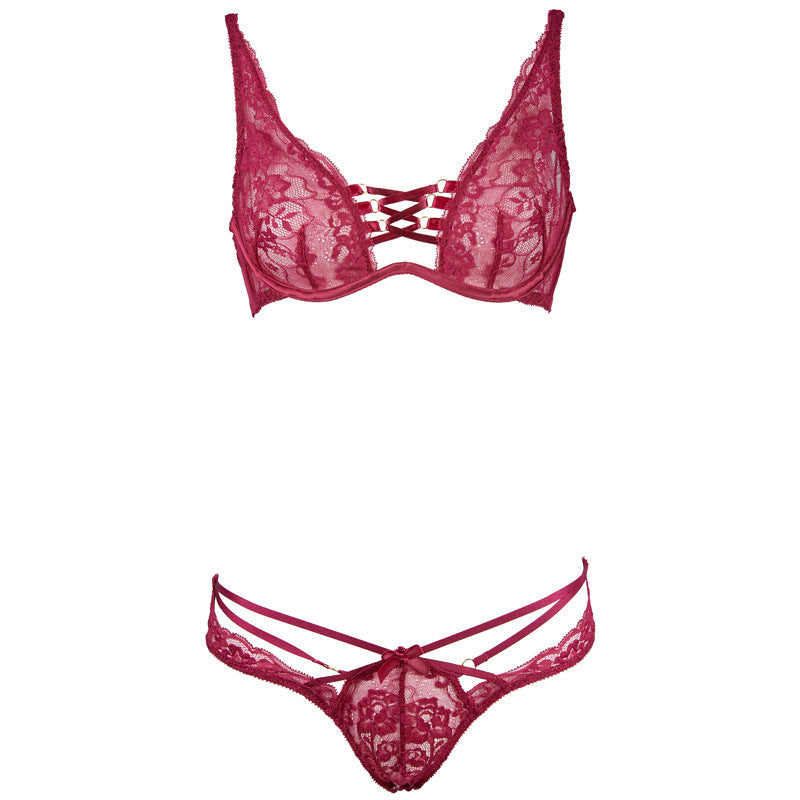 Ultradünnes, durchsichtiges Bralette-Set aus Netzstoff