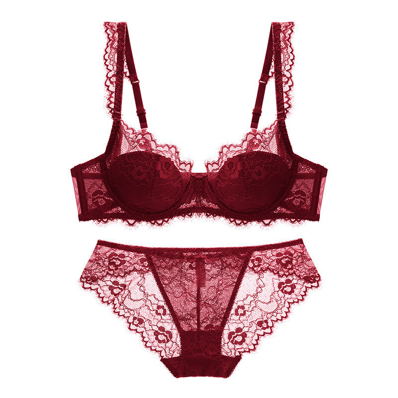 BH-Bralette-Set mit Wimpernspitze und transparentem Spitzenbesatz