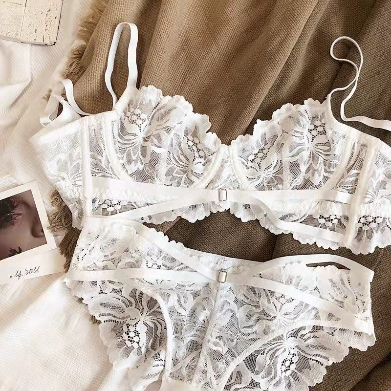 Bralette-Set mit französischem, ultradünnem Spitzenhals