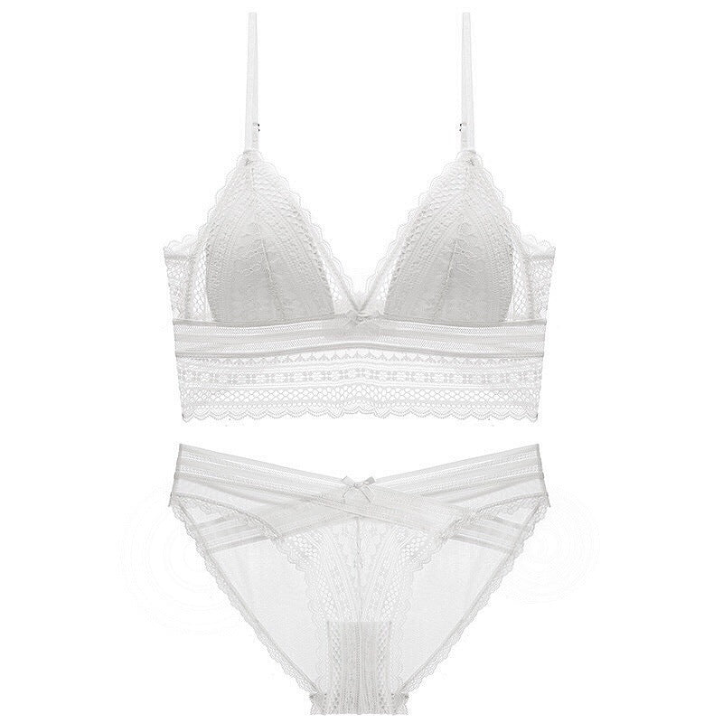 Spitzen-Triangel-Cup-BH-Dessous ohne Stahlring, dünnes Bralette-Set