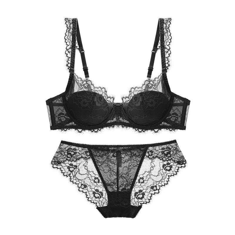 BH-Bralette-Set mit Wimpernspitze und transparentem Spitzenbesatz