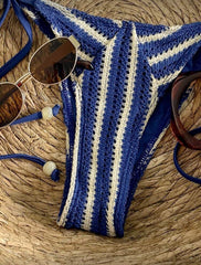 Trendy striped color contrast bikini