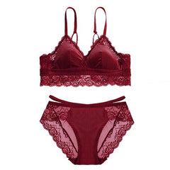 Thin Velvet Triangle Cup Bra Lingerie Set