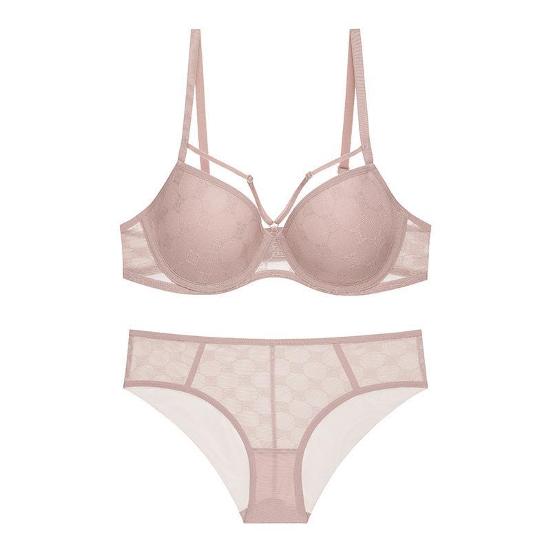 Bralette-Set aus dünner, glänzender Baumwolle mit Spitze