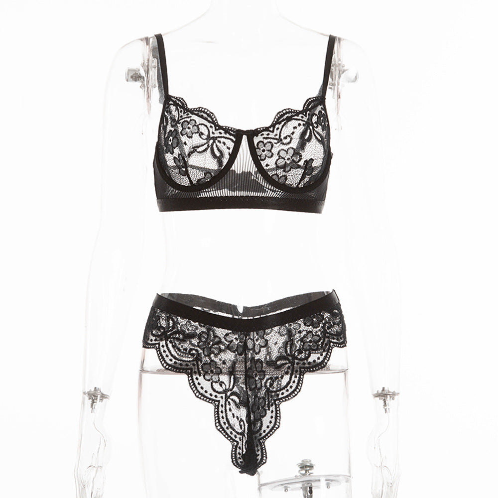 Durchsichtiges Bralette-Set aus Spitze