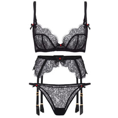 Transparentes Spitzen-BH-Dessous-Set