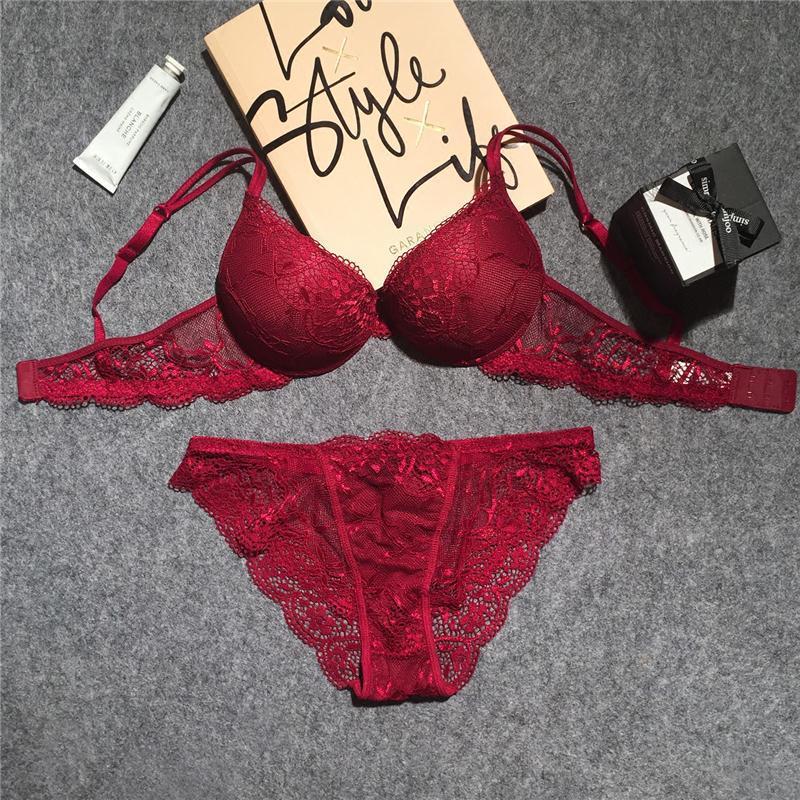 Gepolsterter Spitzen-BH, Bralette-Set mit transparentem Spitzenbesatz