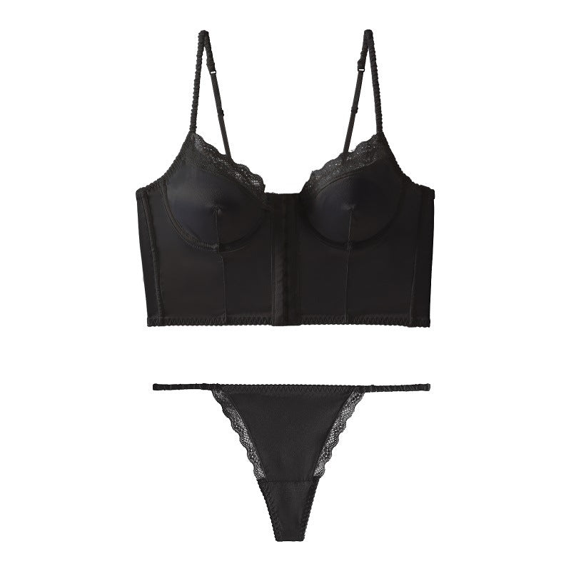 Arrival – Korsett-Bralette-Set aus Satin mit Knopfleiste vorne