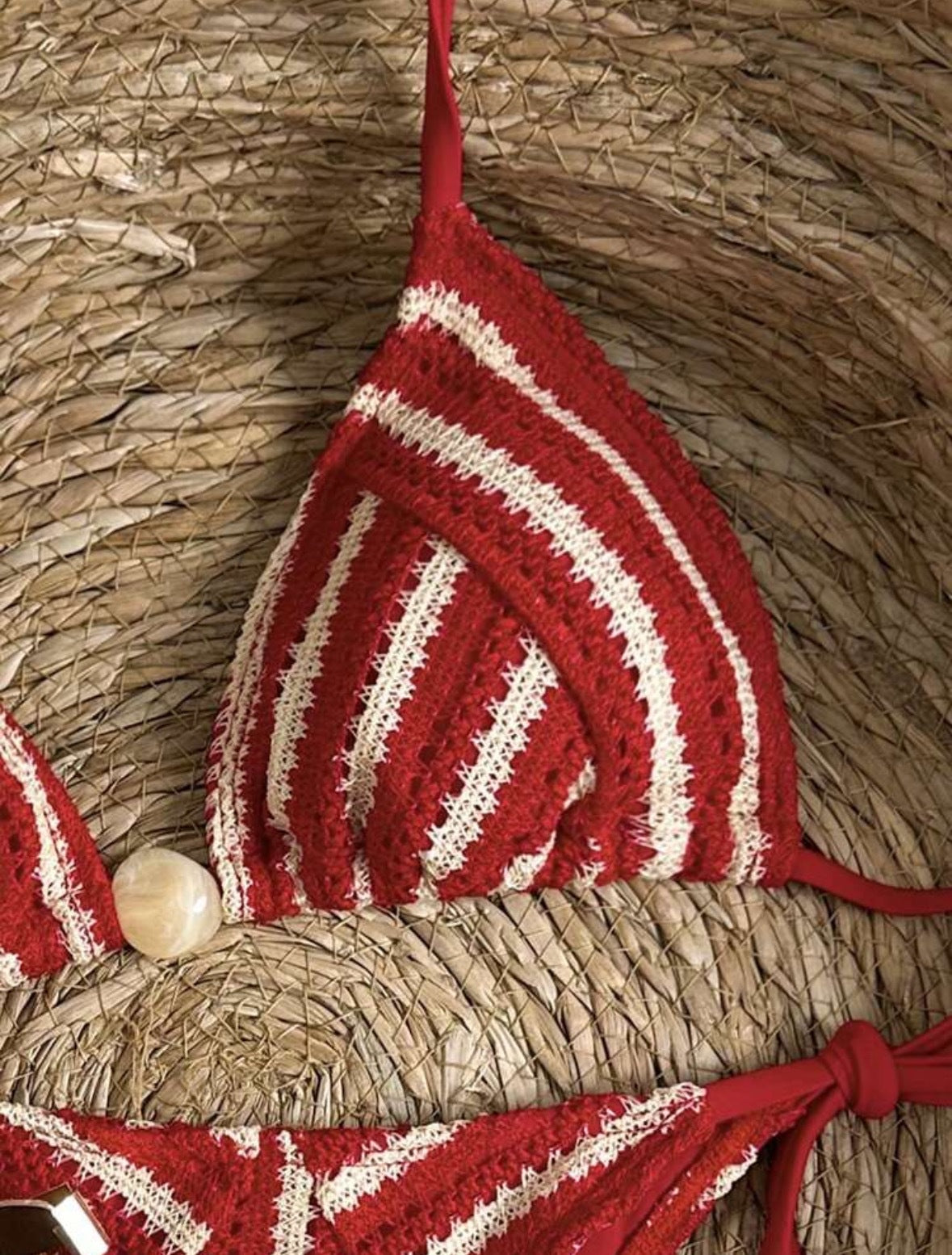Trendy striped color contrast bikini