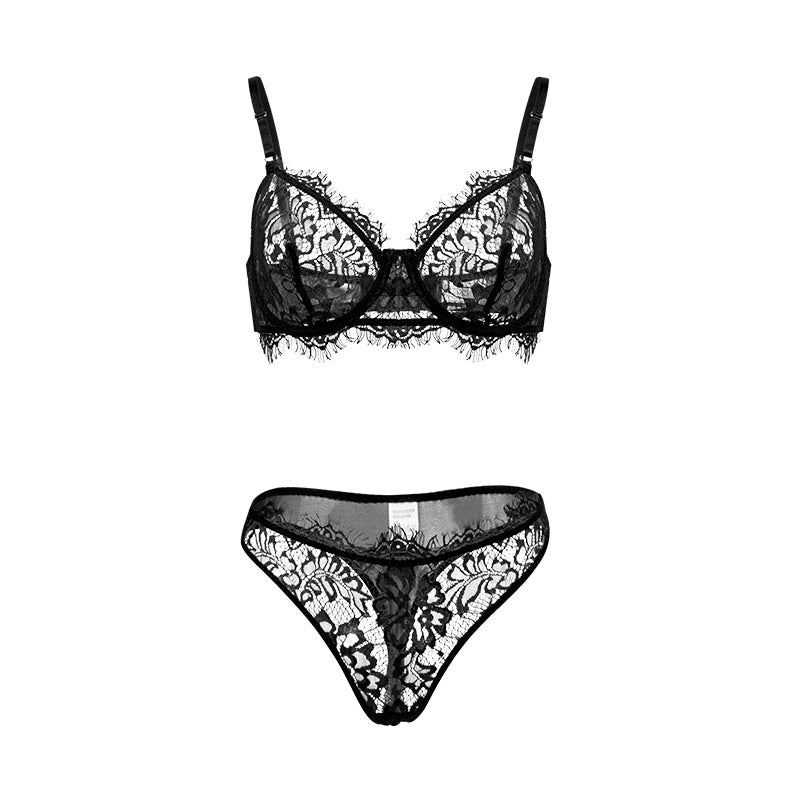 Allover Lace Trim Lingerie Set