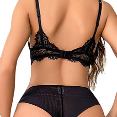 Push-Up-Bralette-Set mit geometrischen Körbchen, tiefem V, weichem Bügel