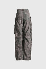 Cargohose mit hoher Taille - Dunkelgrau