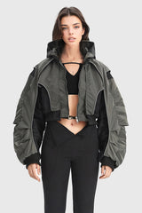 Kurze Jacke mit Kapuze - Dunkelgrau