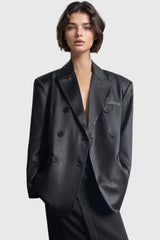 Blazer holgado de cuero negro