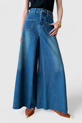 High Waisted Extra Wide Jeans - Blue