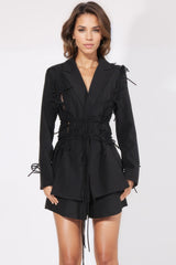 Blazer sastre con cordones - Negro