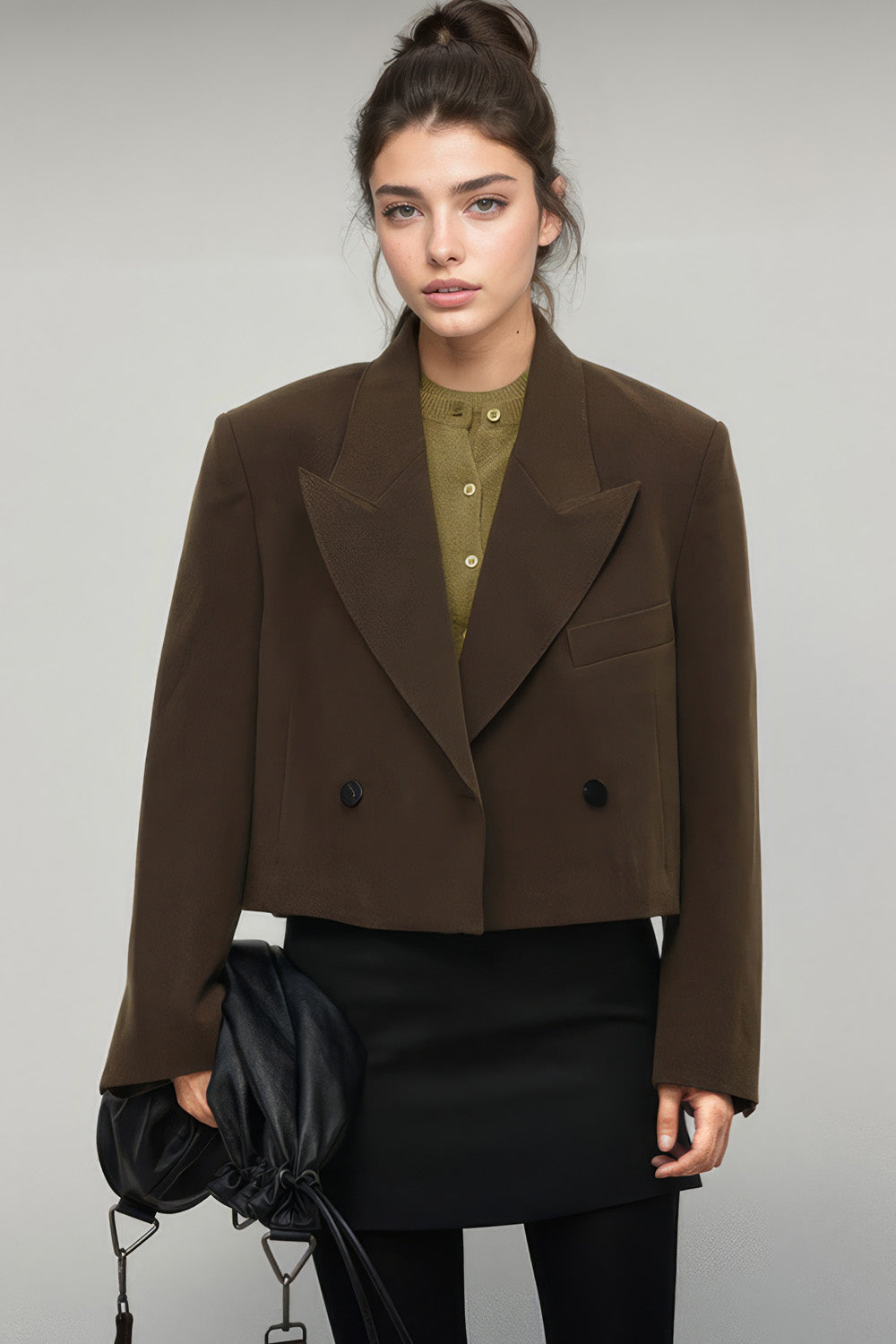 Kurzer Zweireiher-Blazer - Braun