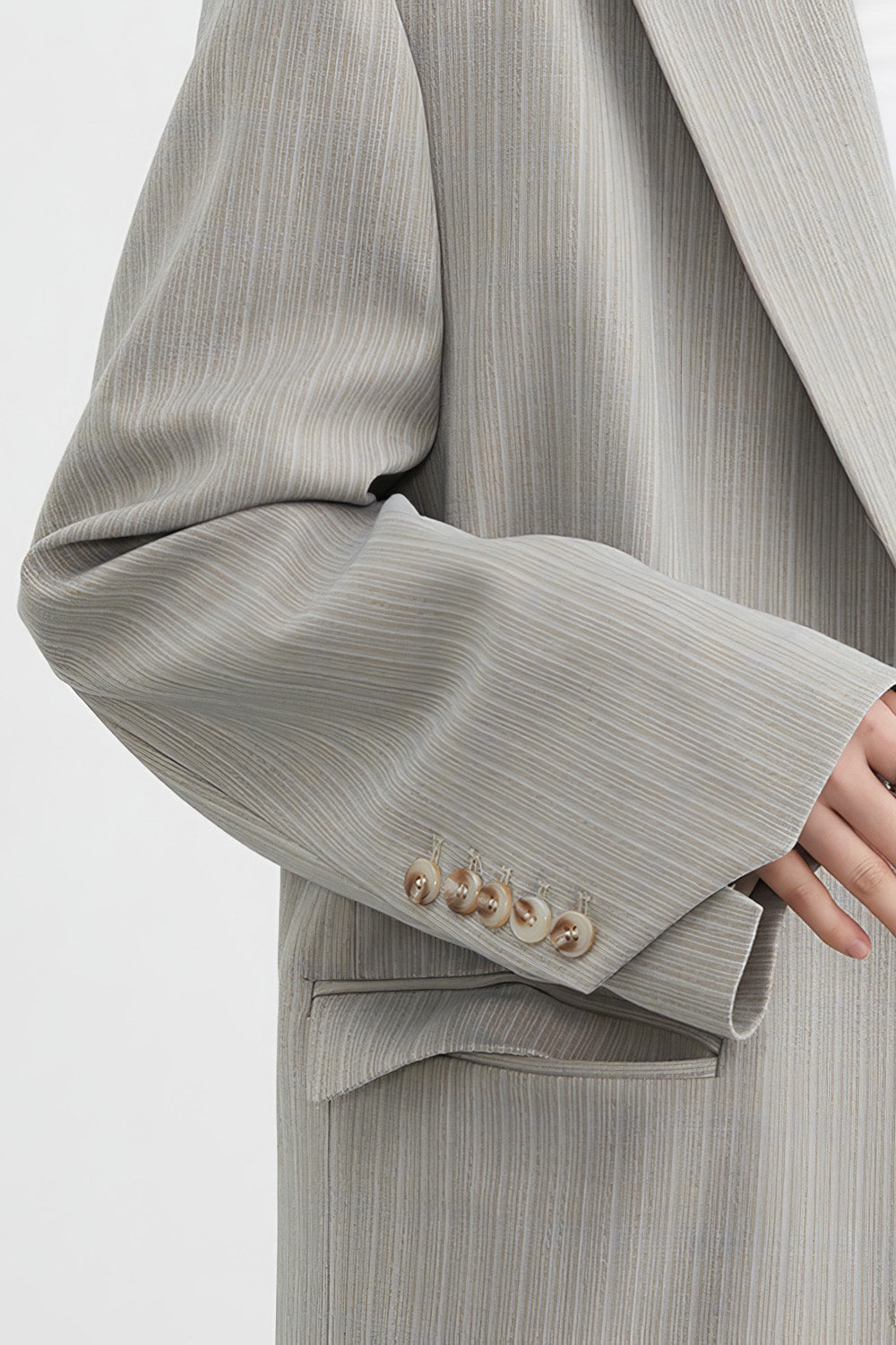 Blazer de rayas de botonadura sencilla - Gris