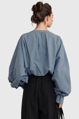 Elegantes Shirt mit elastischem Saum - Blau