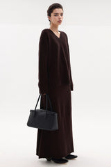 Suéter de punto con cuello en V - Borgoña