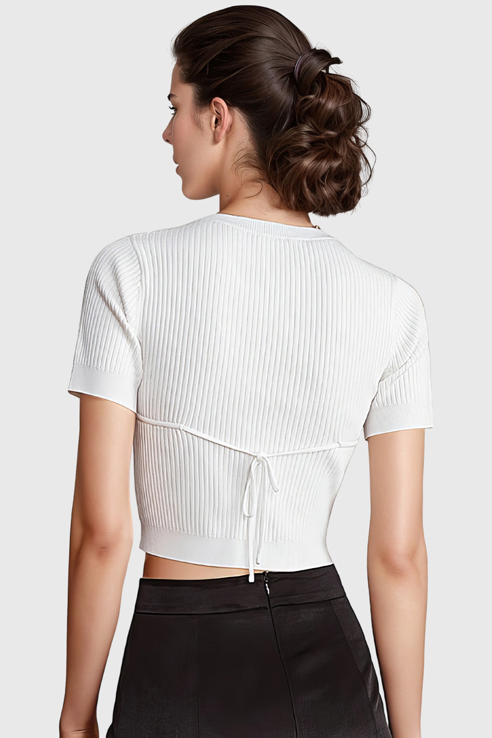 Geripptes Crop-Top - Weiß